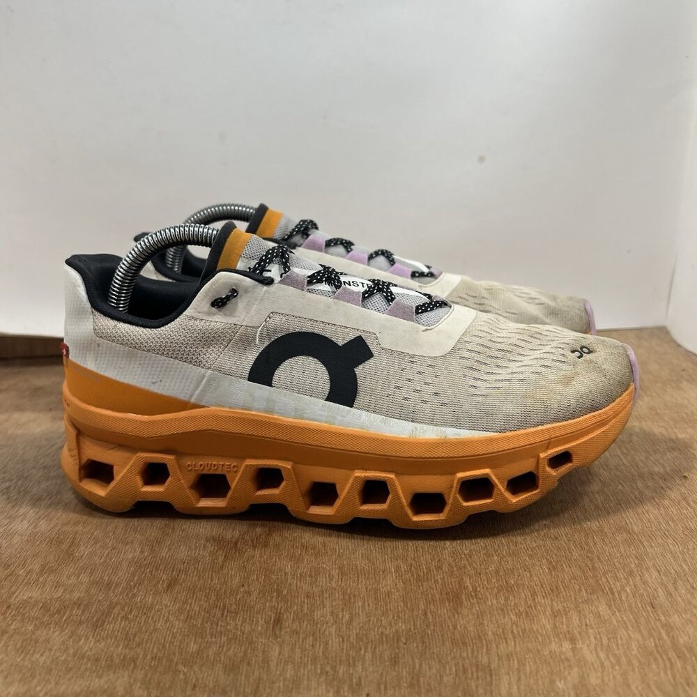 On Running Athletic Shoes in Cream and Orange